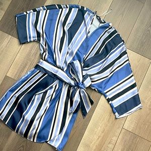 Zara Striped Faux Wrap Kimono Shorts Romper